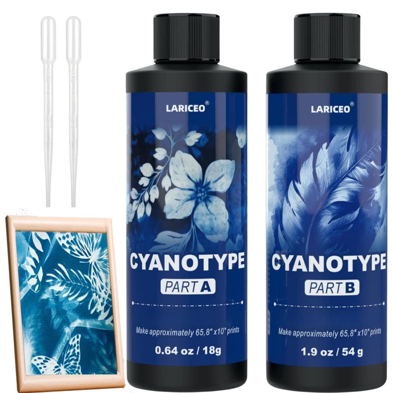 LARICEO Cyanotype Kit, Cyanotype Chemicals Sensitizer Set for Fabric, Paper, and Art Projects, Artist Blue Painting Thinner Dye, and Printing Supplies, Sun Printing Fabric Kit for Beginners & Artists - Image 1