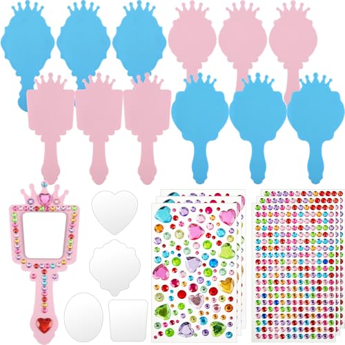 Liliful 12 Pack Princess Foam Mirror Kits Decorate Your Own Princess Mirrors Party Supplies Kids Unbreakable Toy Crafts for Girls Party Favors Birthday DIY Decorations StylishBluePink - Image 1