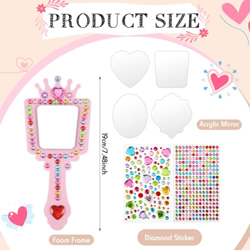 Liliful 12 Pack Princess Foam Mirror Kits Decorate Your Own Princess Mirrors Party Supplies Kids Unbreakable Toy Crafts for Girls Party Favors Birthday DIY Decorations StylishBluePink - Image 5