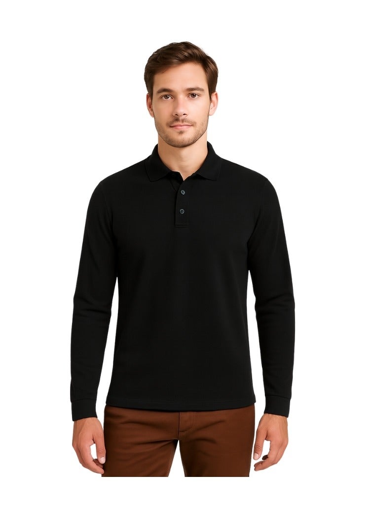 برينت شوب فور مي 10 قطع تيشيرت بولو رجالي بأكمام طويلة 220 جرام في المتر المربع من القطن الخالص الألوان الأساسية - Image 2