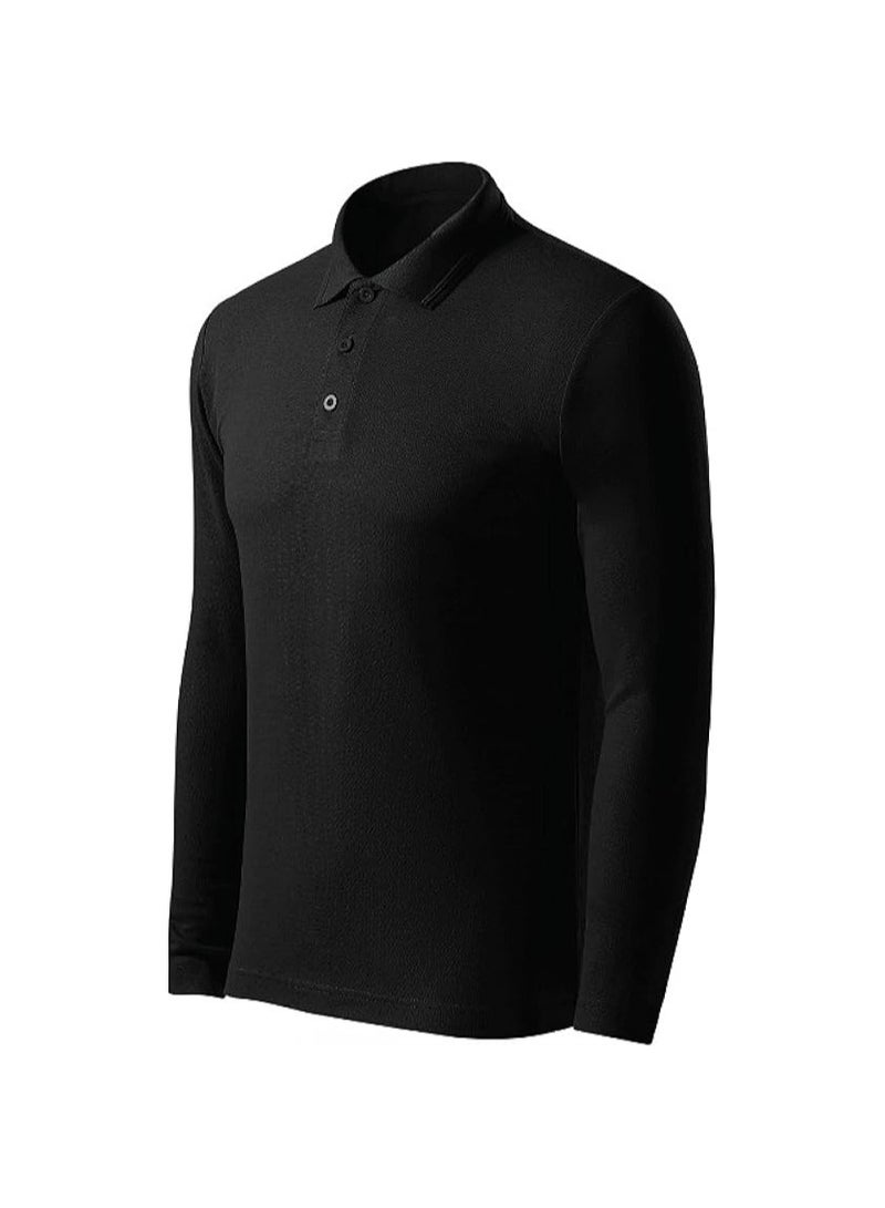 PRINTSHOP4ME 10Pcs Men's LONG SLEEVE POLO T-Shirt 220 GSM Pure Cotton Basic Colors  - Image 3