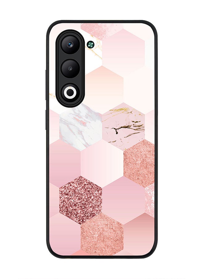 Stylizedd For Oppo A5 5G / A5 4G Case,Slim fit Camera Protection, Shockproof Thin Phone cover  - Marble Pink Honeycomb