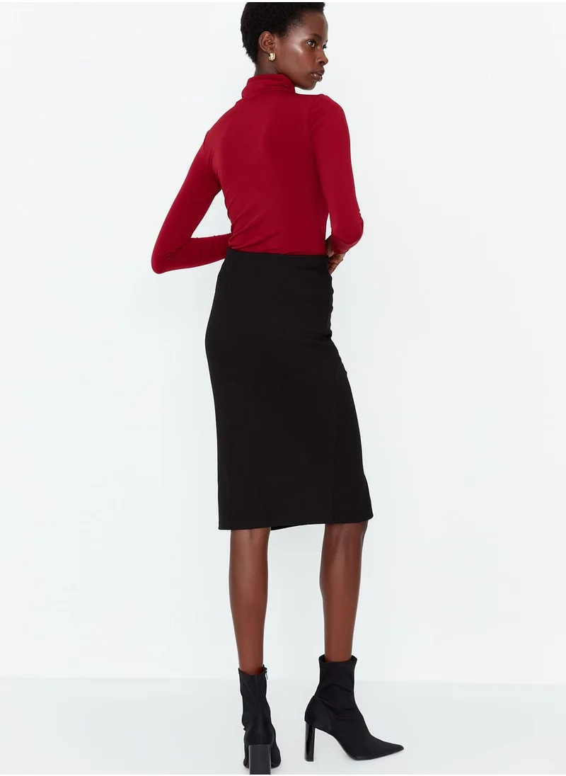 trendyol High Waist Ruched Midi Skirt