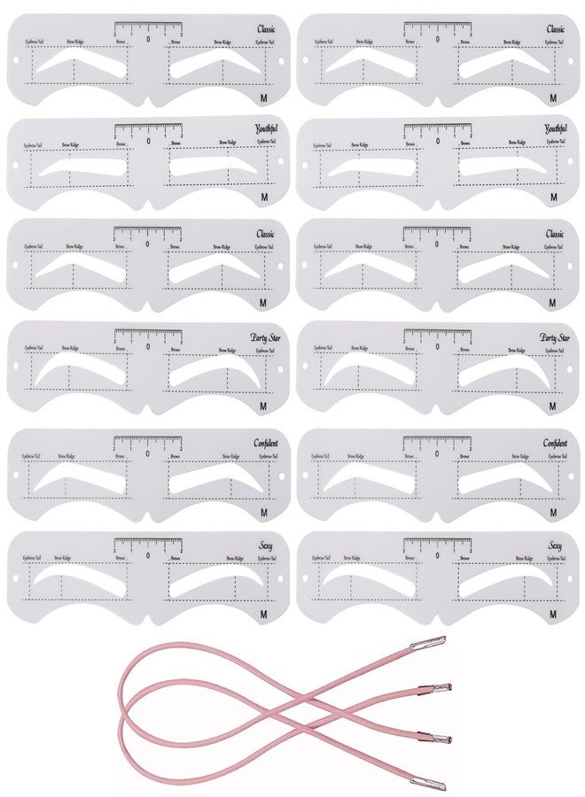 Ohlove 12 Pcs Reusable Eyebrow Stencil, Eyebrow Template with Elastic Band for Beginners (eyebrow distance 2.5cm) - Image 1