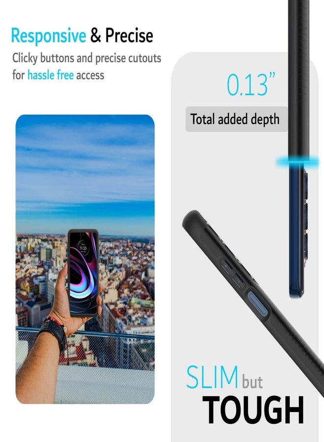 توديا جراب TUDIA DualShield مصمم لهاتف Motorola Edge 5G UW/Moto Edge 2021 - نحيف ومتين، يوفر حماية مزدوجة الطبقات - أسود مطفي - Image 4