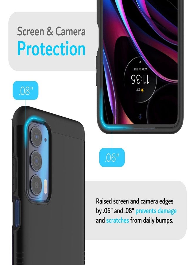 توديا جراب TUDIA DualShield مصمم لهاتف Motorola Edge 5G UW/Moto Edge 2021 - نحيف ومتين، يوفر حماية مزدوجة الطبقات - أسود مطفي - Image 5