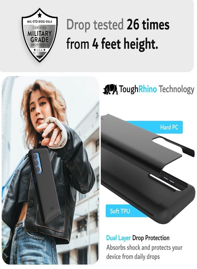 توديا جراب TUDIA DualShield مصمم لهاتف Motorola Edge 5G UW/Moto Edge 2021 - نحيف ومتين، يوفر حماية مزدوجة الطبقات - أسود مطفي - Image 3