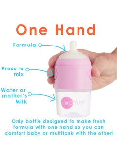 PopYum PopYum 5 oz Pink Anti-Colic Formula Making/Mixing/Dispenser Baby Bottles, 3-Pack with #1 Slow Flow Nipples, 150 ml, BPA-Free, Natural Latch  - Image 2