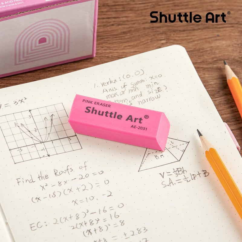 Shuttle Art Pink Erasers, 36 Pack Erasers Bulk, Latex-Free, No Smudge, Soft Eraser for Kids, Teachers, Homeschools, Art Classes and Back to School Supplies - Image 3