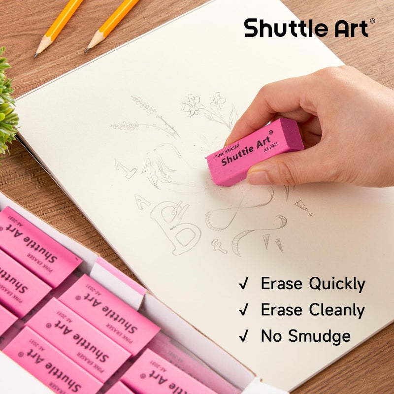 Shuttle Art Pink Erasers, 36 Pack Erasers Bulk, Latex-Free, No Smudge, Soft Eraser for Kids, Teachers, Homeschools, Art Classes and Back to School Supplies - Image 4