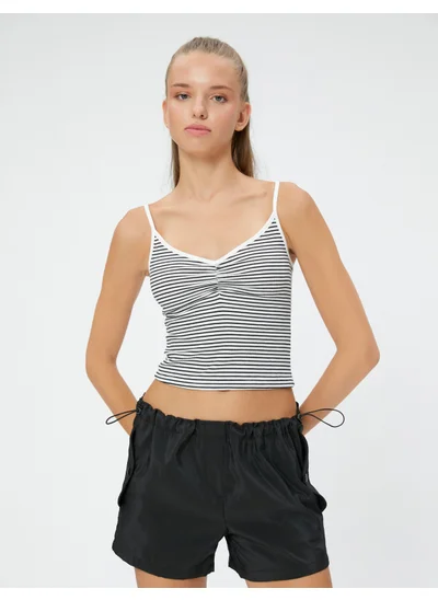 KOTON Parachute Mini Shorts with Drawstring Waist, Stopper and Flap Pocket