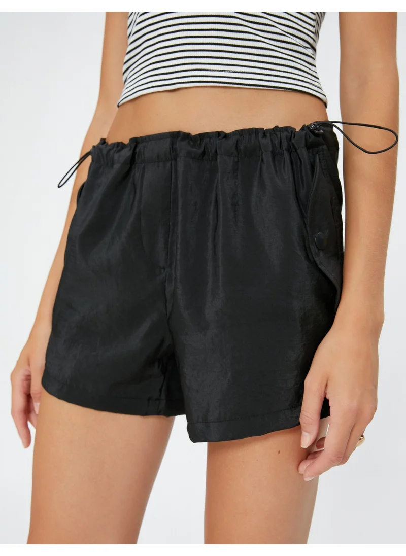 KOTON Parachute Mini Shorts with Drawstring Waist, Stopper and Flap Pocket