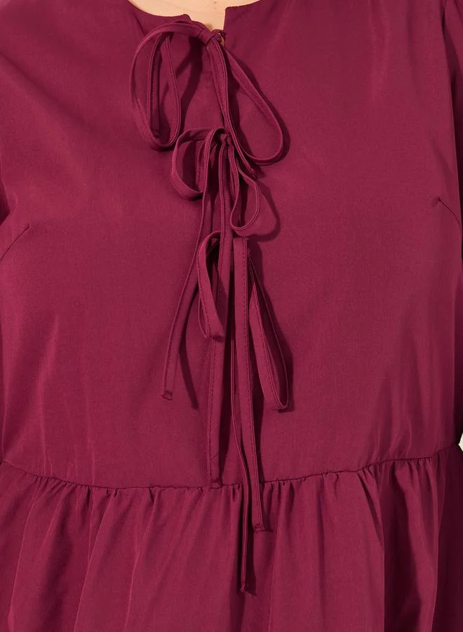 Styli Burgundy Maxi Dress