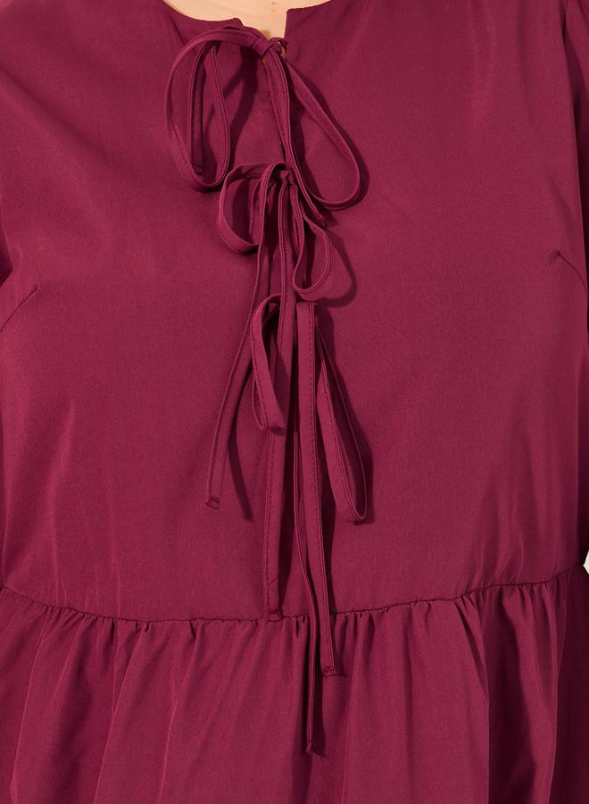 Styli Burgundy Maxi Dress - Image 4