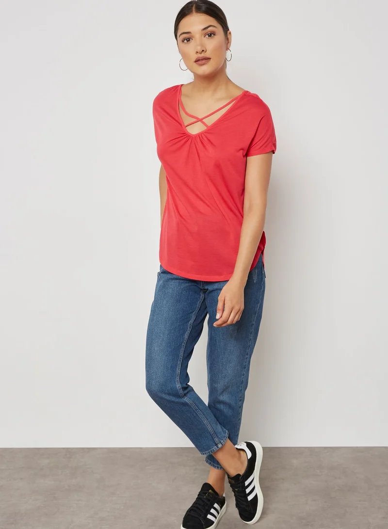 ONLY Front Criss Cross T-Shirt