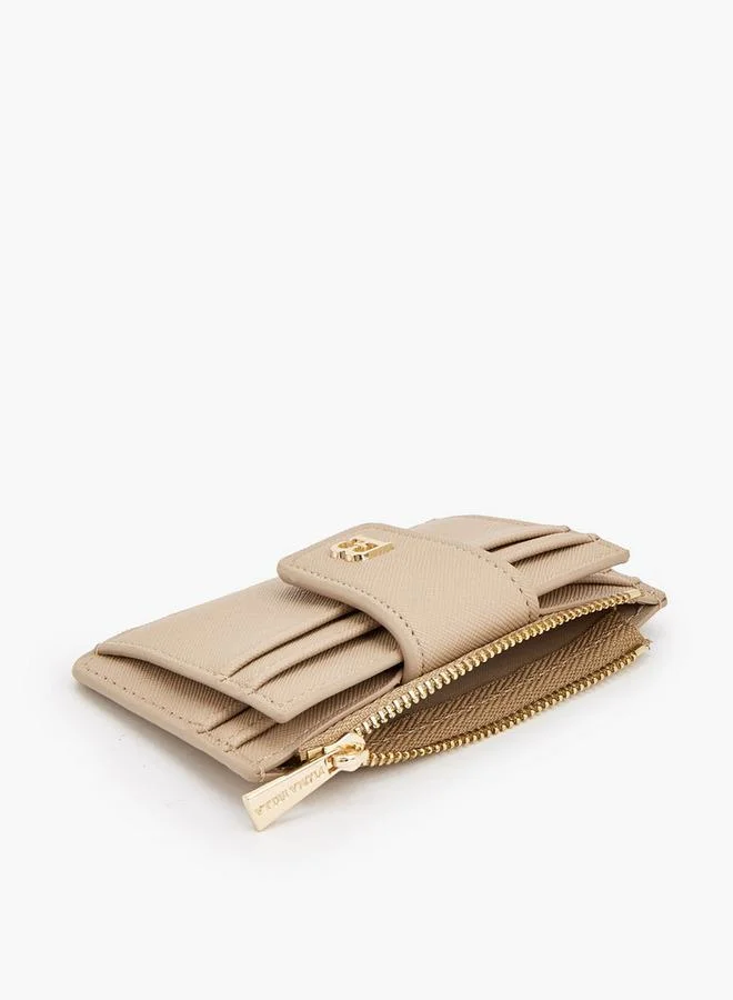 Flora Bella By Shoexpress Beige Solid Card Holder With Zip Pocket for Women | Best Price UAE