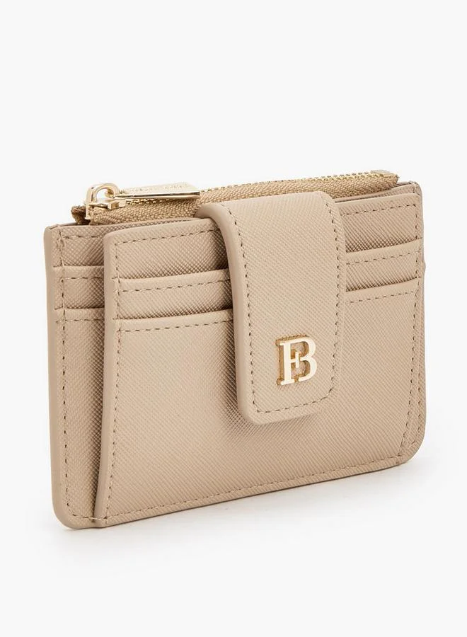 Flora Bella By Shoexpress Beige Solid Card Holder With Zip Pocket for Women | Best Price UAE