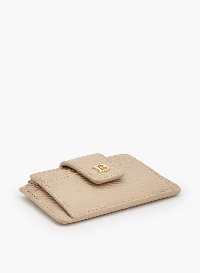 Flora Bella By Shoexpress Beige Solid Card Holder With Zip Pocket for Women | Best Price UAE