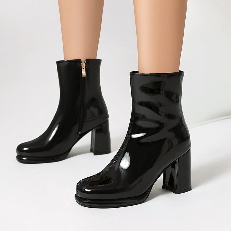 Fashion High-Heeled Small Platform And Ankle Boots For 2024 32-48 Plus Size All-Match Low Boots - Image 4