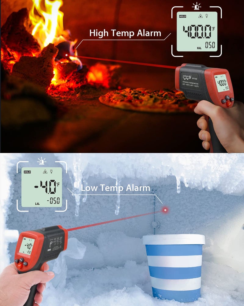 Wintact Infrared Thermometer Temperature Gun, Non-Contact Digital Surface Laser Heat Temp Gun for Kitchen Cooking Food Pizza Oven Grill Fridge -58℉ to 1022℉ - Image 5