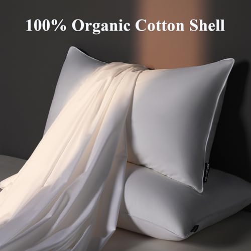 DOWNSTORIA Goose Feather Down Pillow Queen Size Set of 2, Hotel Collection Bed Pillows for Sleeping, 2 Pack, Down Surrounded Soft Medium Firm Pillows for Side Back Sleepers 20 x 30 in. - Image 3