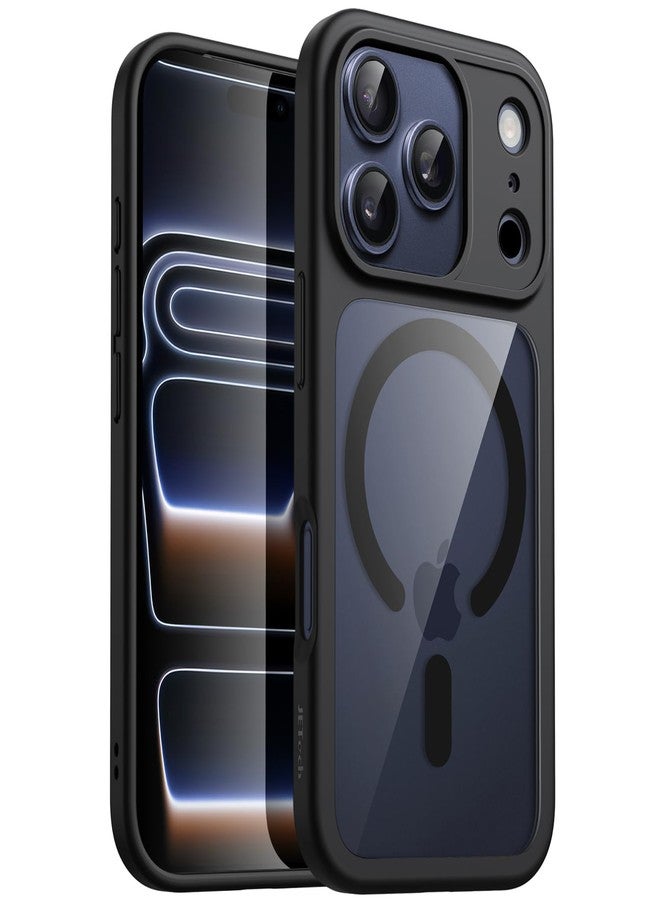 جي تيك جراب مغناطيسي من JETech لهاتف iPhone 17 Pro Max مقاس 6.9 بوصة، متوافق مع MagSafe، غطاء حماية مقاوم للصدمات، إطار TPU غير لامع بلون موحد، ظهر شفاف مقاوم للخدش (أسود) - Image 1
