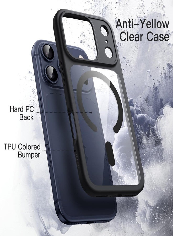 جي تيك جراب مغناطيسي من JETech لهاتف iPhone 17 Pro Max مقاس 6.9 بوصة، متوافق مع MagSafe، غطاء حماية مقاوم للصدمات، إطار TPU غير لامع بلون موحد، ظهر شفاف مقاوم للخدش (أسود) - Image 3