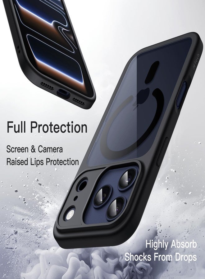 جي تيك جراب مغناطيسي من JETech لهاتف iPhone 17 Pro Max مقاس 6.9 بوصة، متوافق مع MagSafe، غطاء حماية مقاوم للصدمات، إطار TPU غير لامع بلون موحد، ظهر شفاف مقاوم للخدش (أسود) - Image 4