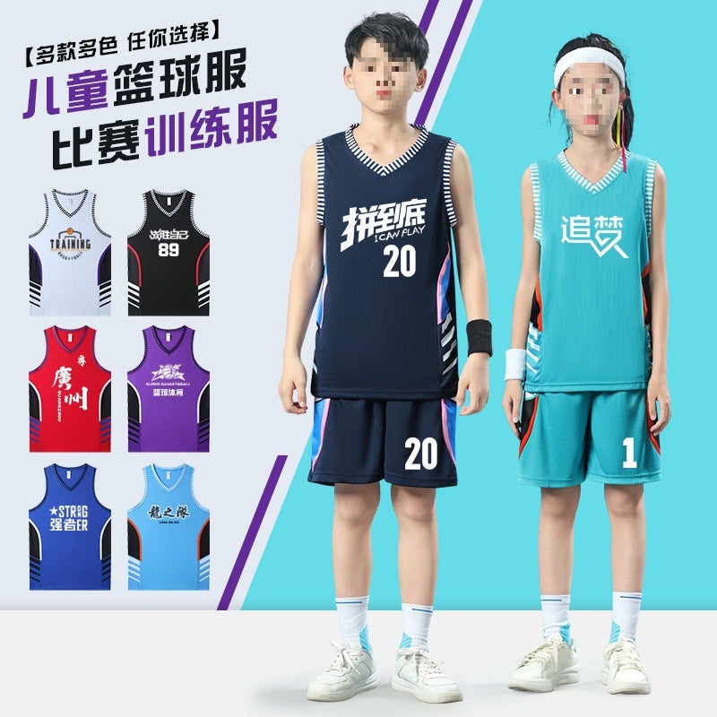 Children'S Basketball Uniform Suit Men'S And Women'S Game Training Camp Team Uniform Middle School Student Sports Jersey Quick-Drying Vest Printed Number - Image 2