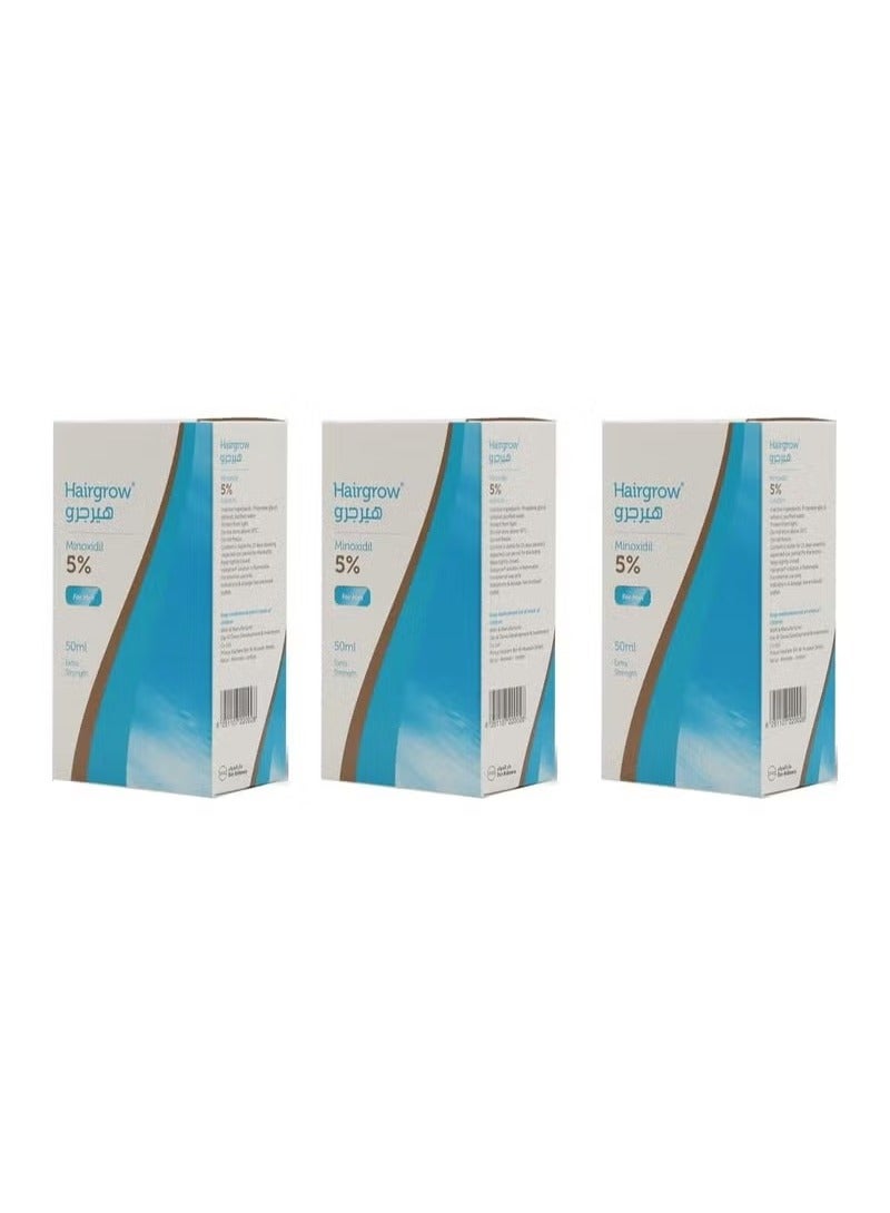 Hairgrow 3 Minoxidil 5% packs, 3 months supply, 50 ml each - Image 1