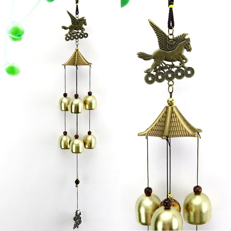 Metal Bronze Wind Chime Hanging Decoration Wind Chime Pisces Horse To Success Hanging Decoration Door Decoration Attractions Travel Souvenir Gift - Image 1