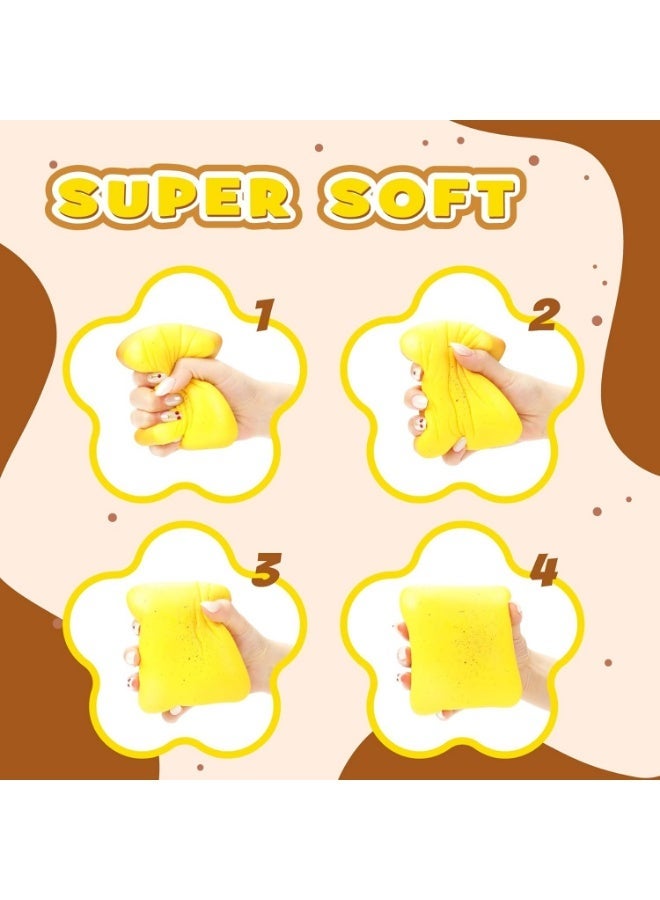 Meetion 3 Pack Slow Rising Squishy Butter Bread, Realistic Bread Squishies with Butter Scent, Soft Sticky Squishy Toy, Stress Relief Fidget for Focus, Popular Squishies Gift Party Favor - Image 2