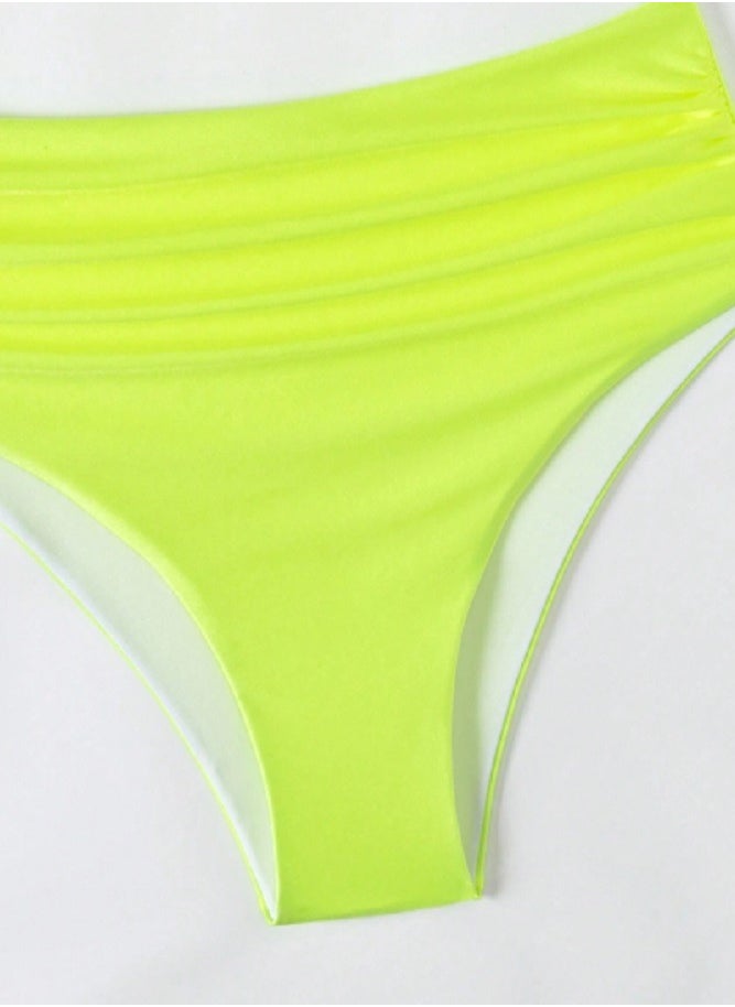 Shein SHEIN Swim Contrast Mesh Criss Cross Ruched Bikini Set  - Image 2