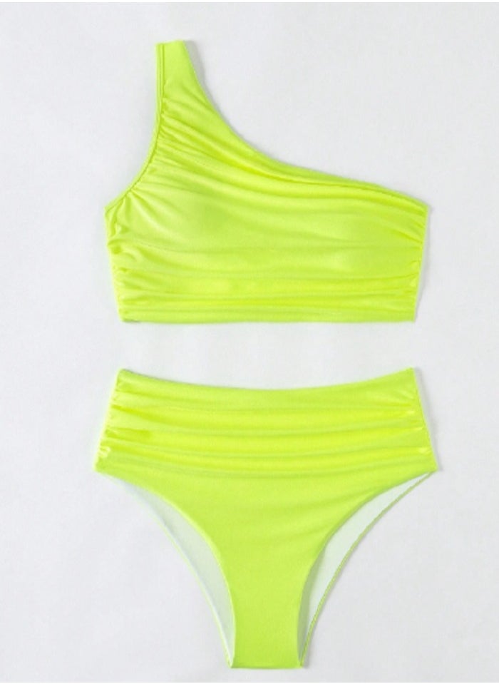 Shein SHEIN Swim Contrast Mesh Criss Cross Ruched Bikini Set  - Image 3