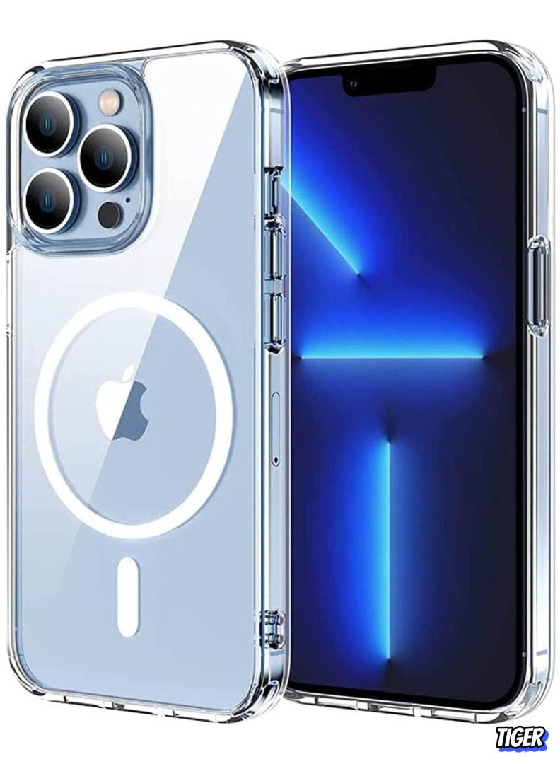 TIGER Magnetic Mag-Safe Compatible iPhone 13 Pro Max 6.7 Inch Case – Clear TPU Transparent Shock Absorption, Anti-Scratch Resistant Bumper, Protective Crystal Cover for Maximum Durability and Style - Image 1