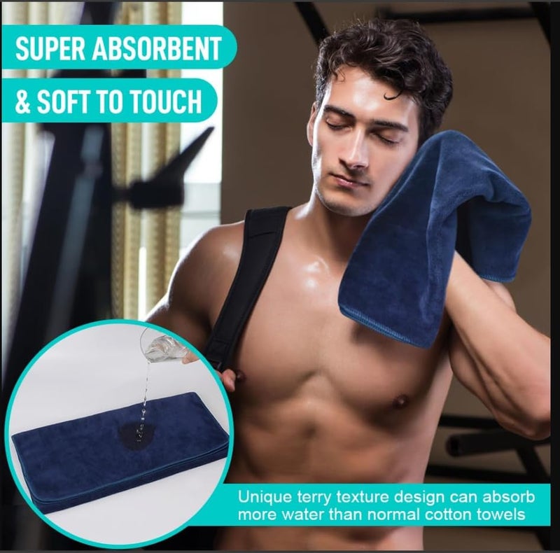 ZEDFIBER Microfiber Towel, 40 x 60 cm, 400 GSM, Navy Blue, Super Soft, Quick Dry - Image 3
