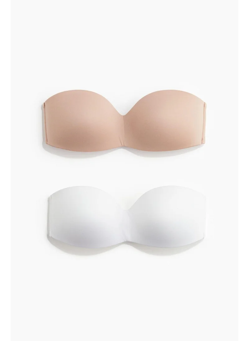 H&M 2-pack padded microfibre bandeau bras