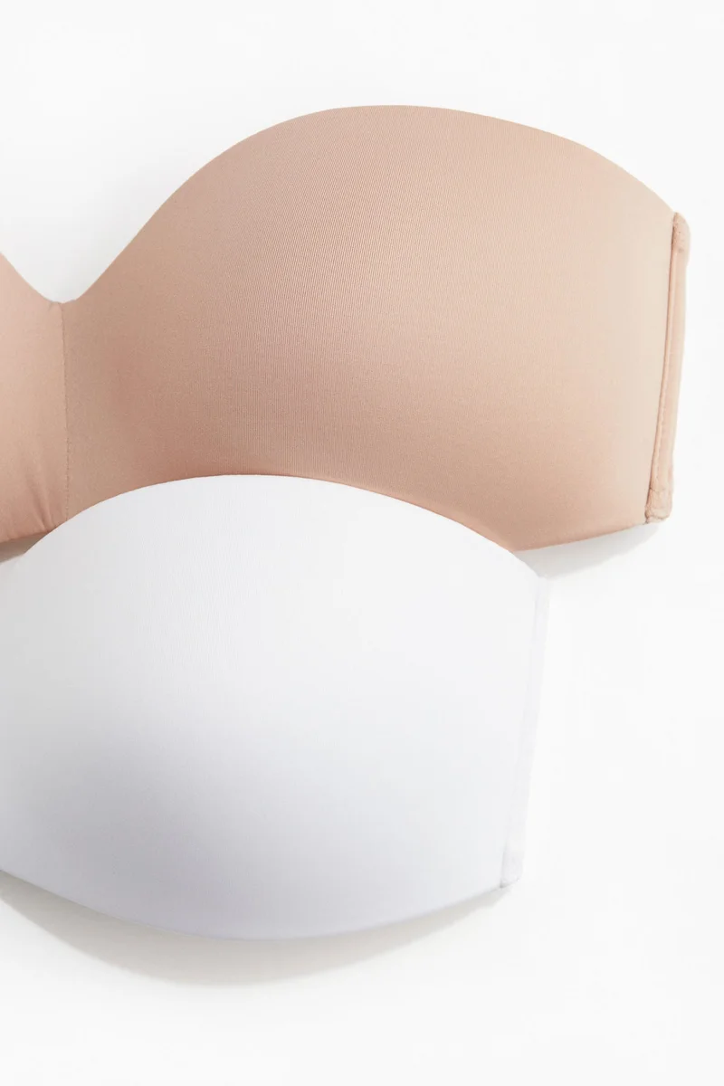 H&M 2-pack padded microfibre bandeau bras