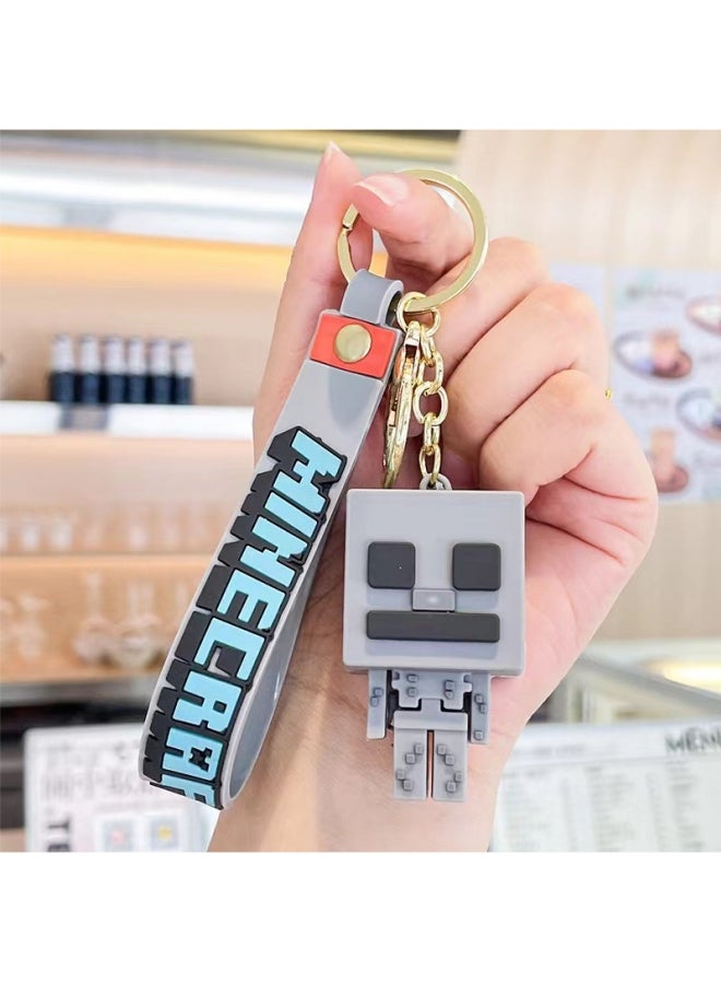 كارتون ماينكرافت سلسلة مفاتيح بلاستيكية ناعمة قلادة سلسلة مفاتيح سيارة قلادة دمية كارتون دمية - Image 1