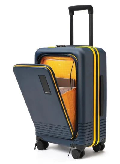 Mokobara Polycarbonate The Cabin Pro Luggage 58Cms Cabin Size German Makrolon Poly-Carbonate Soft 8 Hinomoto Wheels Suitcase Trolley (Ocean Sunray 2.0 - Black), Small
