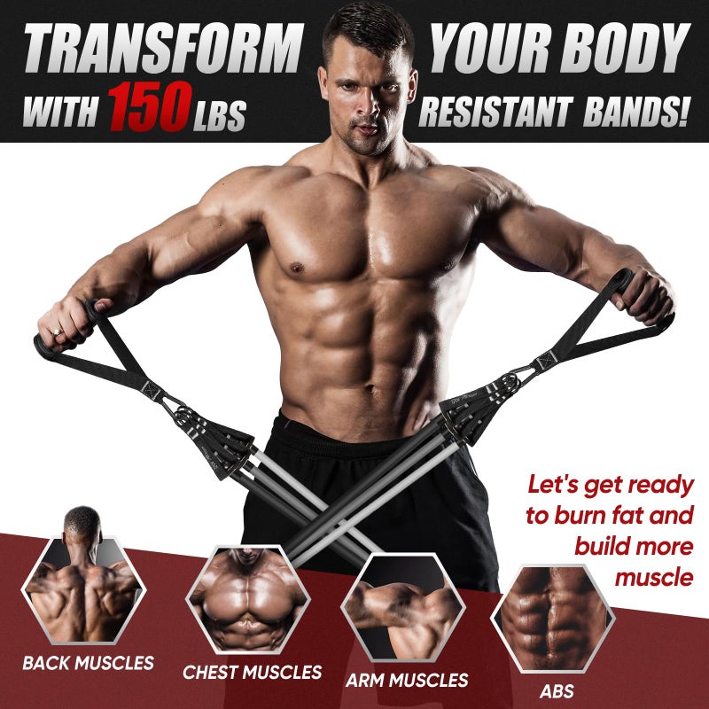HPYGN Resistance Bands, Exercise Bands for Working Out, Workout Bands Men, Fitness Band with Handle, Door Anchor, Home Gym Equipment for Musle Training, Physical Therapy, Strength Training, Shape Body - Image 2
