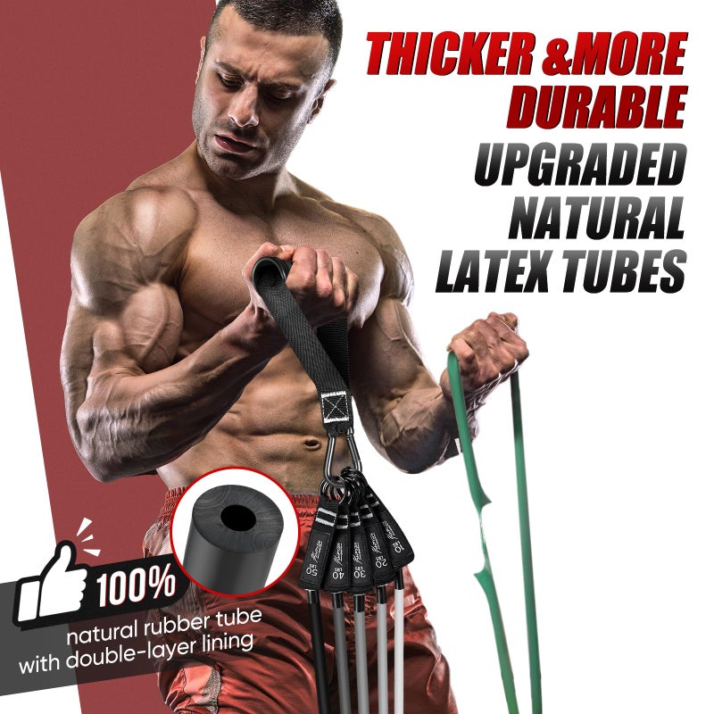 HPYGN Resistance Bands, Exercise Bands for Working Out, Workout Bands Men, Fitness Band with Handle, Door Anchor, Home Gym Equipment for Musle Training, Physical Therapy, Strength Training, Shape Body - Image 3