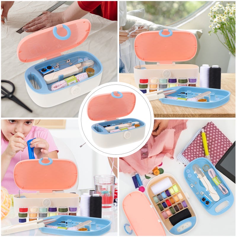2pcs Portable Sewing Needlework Box Stitching Tool Box for Home ( ) - Image 2