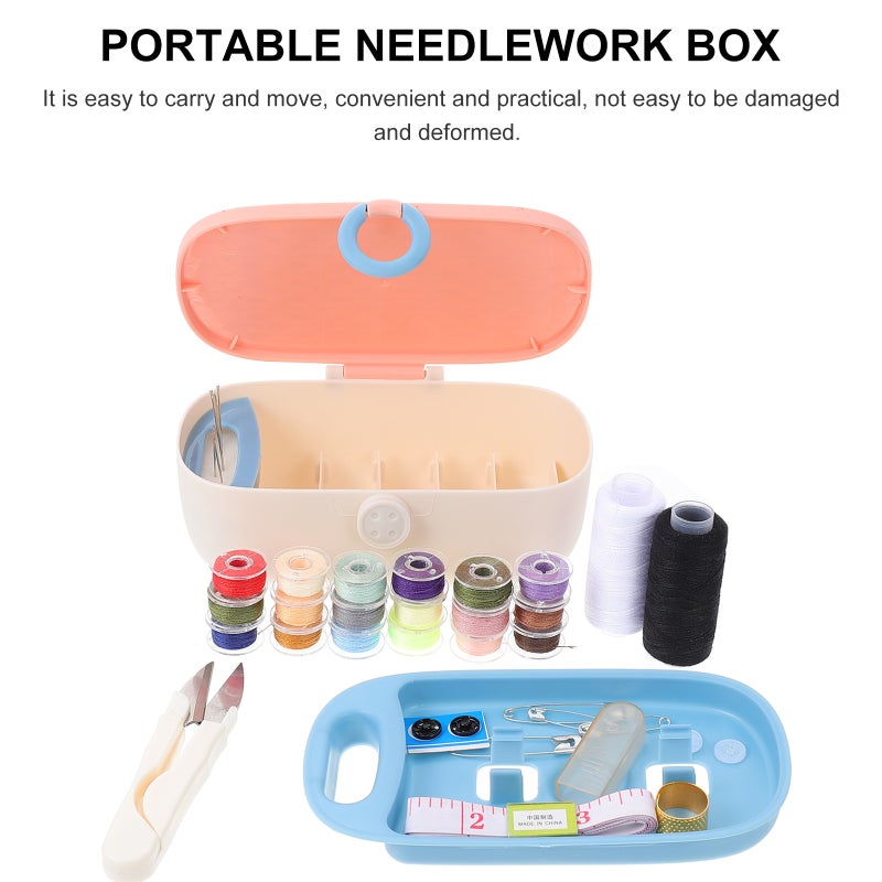 2pcs Portable Sewing Needlework Box Stitching Tool Box for Home ( ) - Image 3