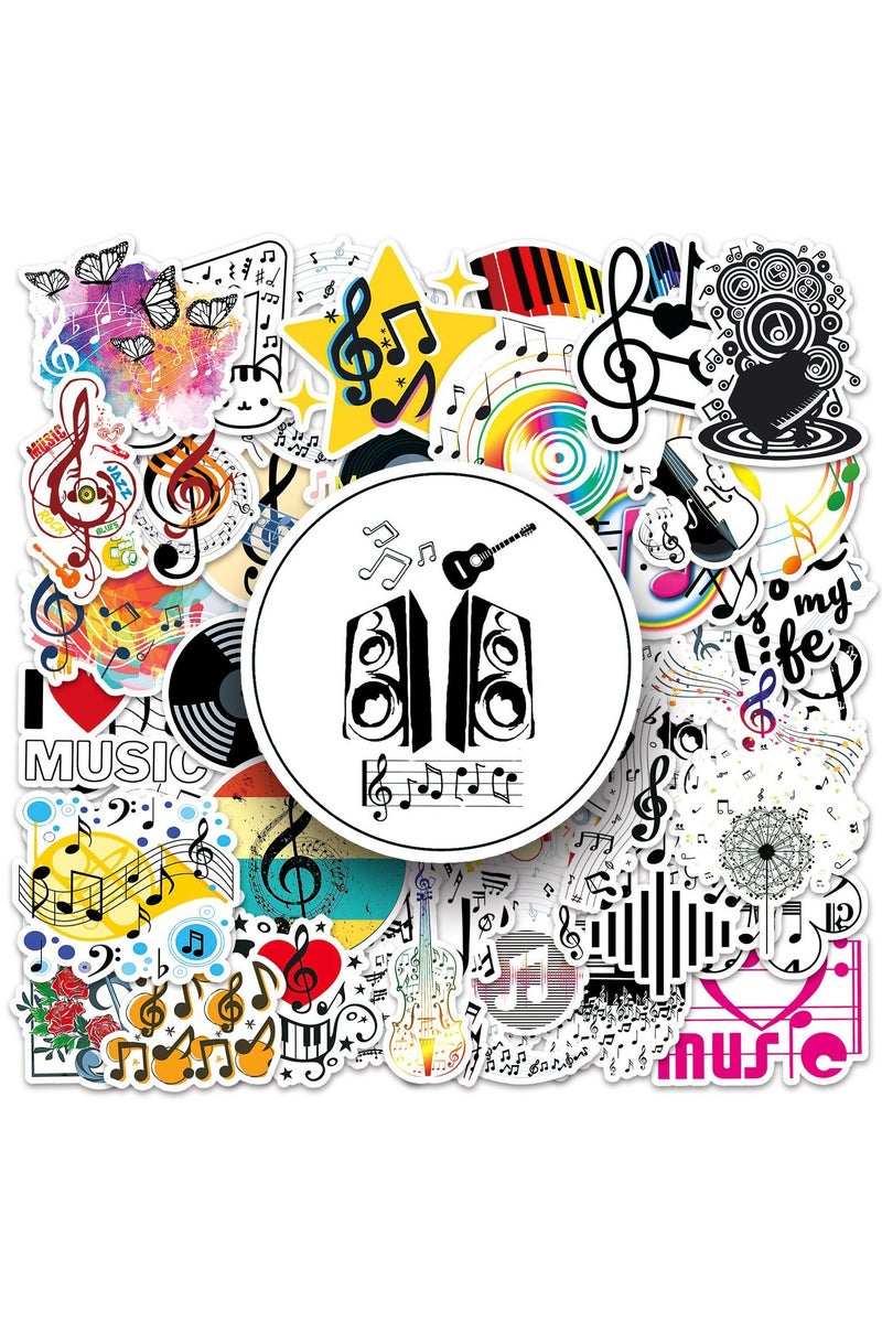 قوس قزح أورينبو 50 قطعة من ملصقات الموسيقى، ملصقات نوتة موسيقية لأجهزة الكمبيوتر المحمول، ملصقات جميلة للأولاد والبنات، زجاجات المياه، الهواتف، الأمتعة، الدراجات، أكواب الدراجات، ألواح التزلج، ملصقات مقاومة للماء للأطفال والمراهقين - Image 1