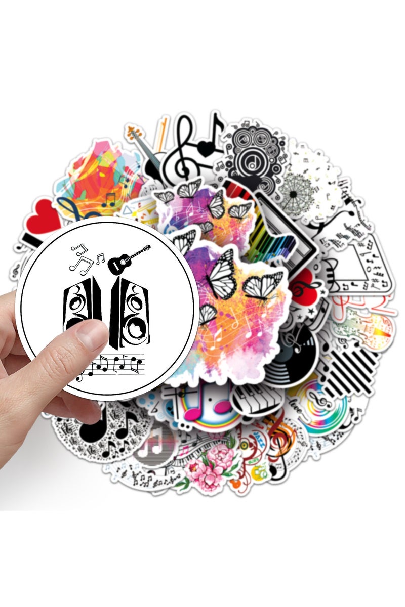 قوس قزح أورينبو 50 قطعة من ملصقات الموسيقى، ملصقات نوتة موسيقية لأجهزة الكمبيوتر المحمول، ملصقات جميلة للأولاد والبنات، زجاجات المياه، الهواتف، الأمتعة، الدراجات، أكواب الدراجات، ألواح التزلج، ملصقات مقاومة للماء للأطفال والمراهقين - Image 2