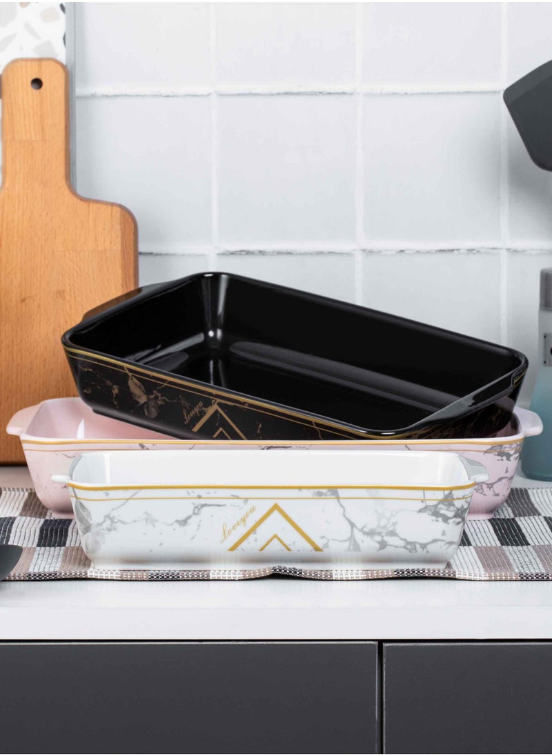 Lotus Porcelain - 3-Piece Casserole Set Rectangular Porcelain(1 small rectangular porcelain casserole,1 medium rectangular porcelain casserole,1 large rectangular porcelain casserole) - Image 1
