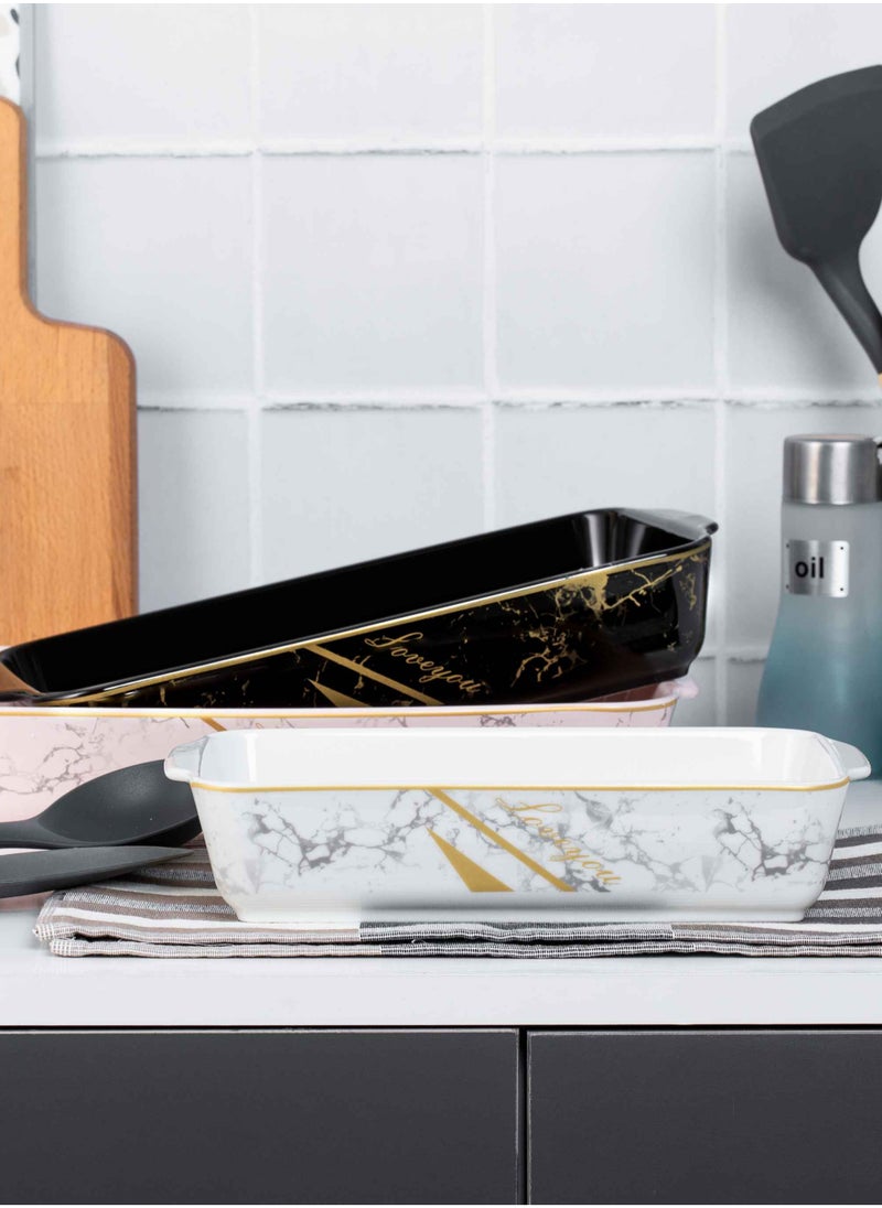 Lotus Porcelain - 3-Piece Casserole Set Rectangular Porcelain(1 small rectangular porcelain casserole,1 medium rectangular porcelain casserole,1 large rectangular porcelain casserole) - Image 1
