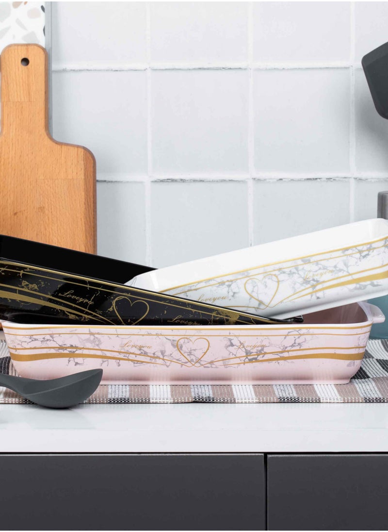 Lotus Porcelain - 3-Piece Casserole Set Rectangular Porcelain(1 small rectangular porcelain casserole,1 medium rectangular porcelain casserole,1 large rectangular porcelain casserole) - Image 1
