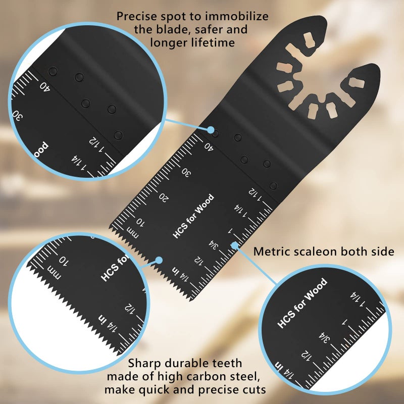 OTUCO 154 Pack Oscillating Saw Blades, Wood Metal Cutting Multitool Bi-Metal Blades Quick Release Tool Blades Kits Fit for Dewalt, Makita, Ryobi, Rockwell with Sanding Paper - Image 5